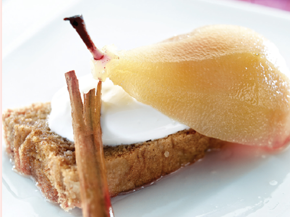 Pastel de soja y pera