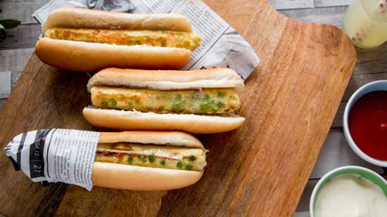 Falso perrito caliente de verduras