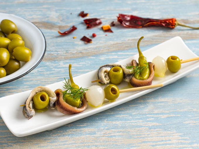 brocheta anchoas y boquerones