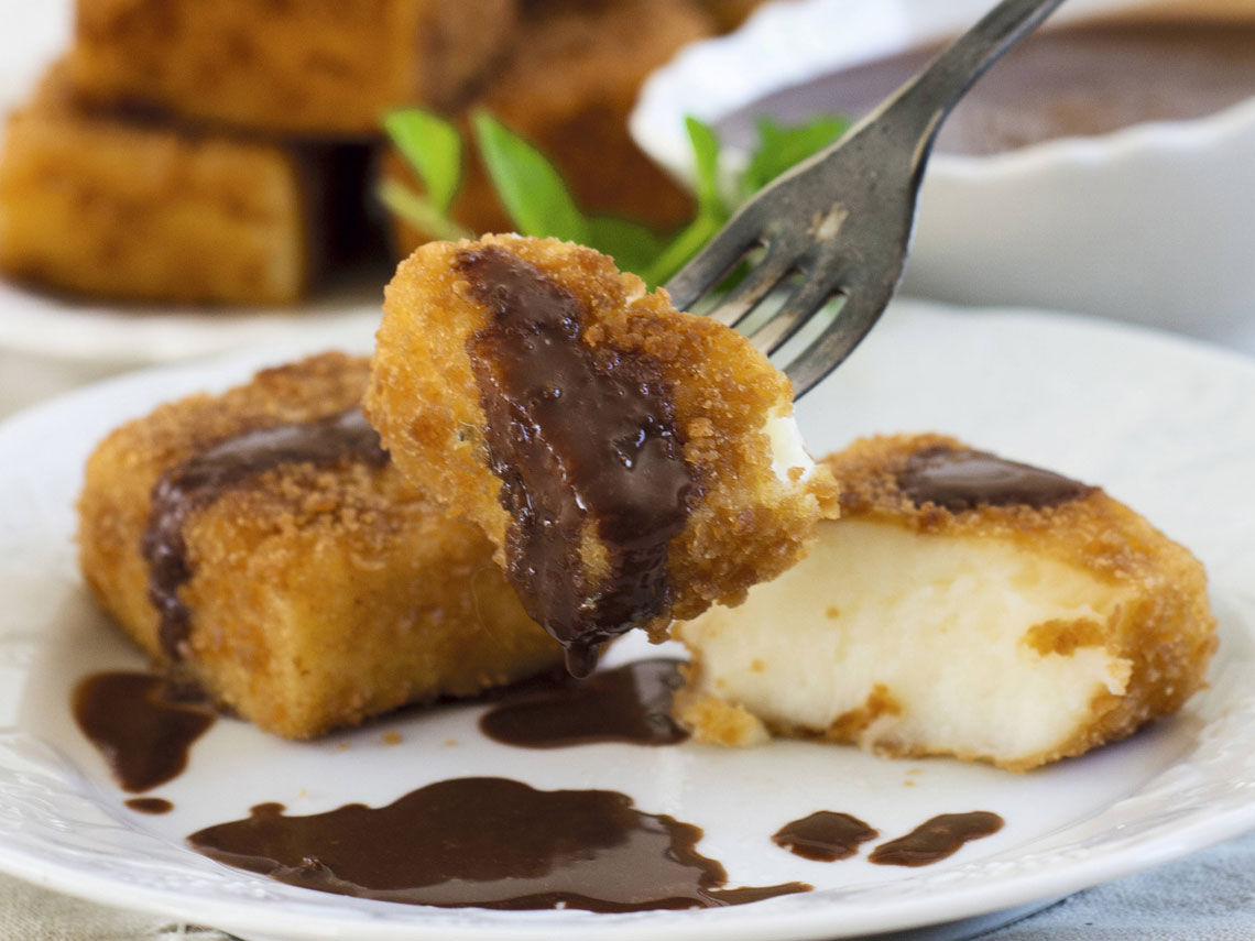 Leche frita con chocolate