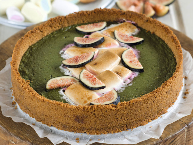 Cheesecake de té matcha