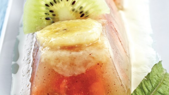 Gelatina de kiwi, papaya y plátano