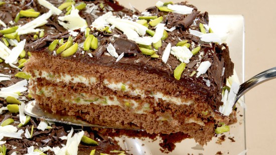 Tarta con crema de pistachos