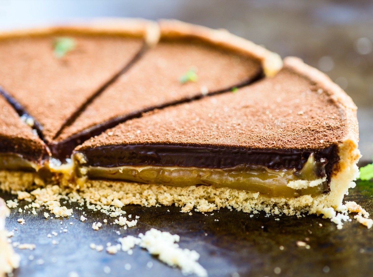 tarta de chocolate y caramelo