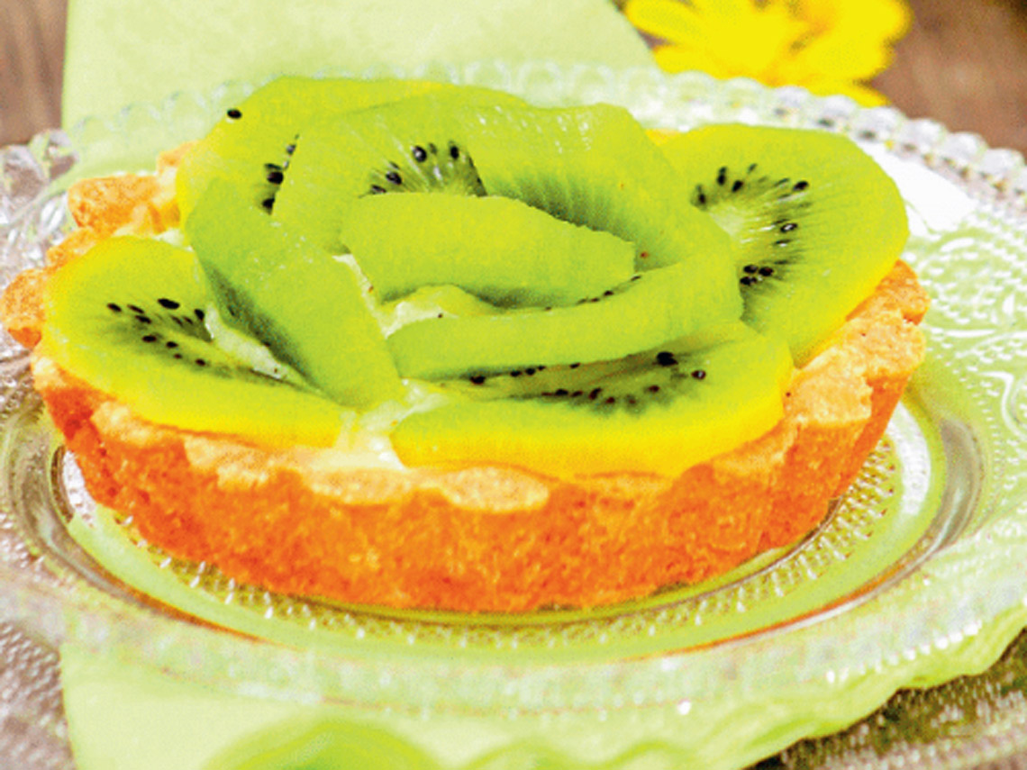 Montado de crema y kiwi