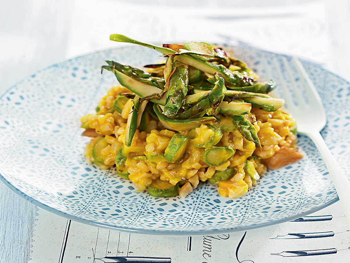 'Risotto' de calabaza con espárragos verdes