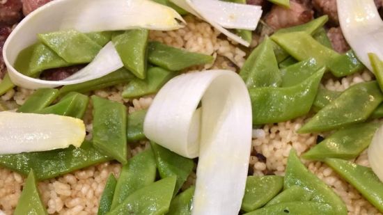Arroz de cabezada y verduras
