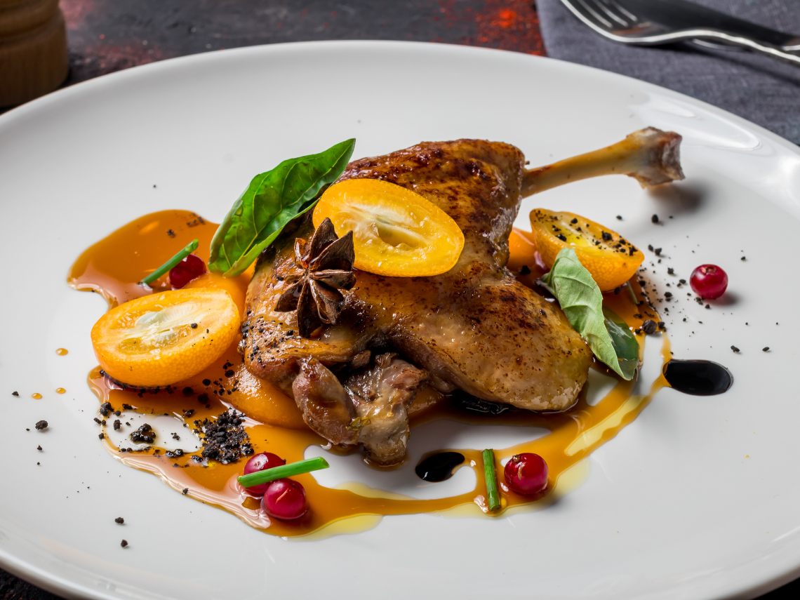 Confit de pato y puré de boniato
