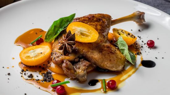 Confit de pato y puré de boniato
