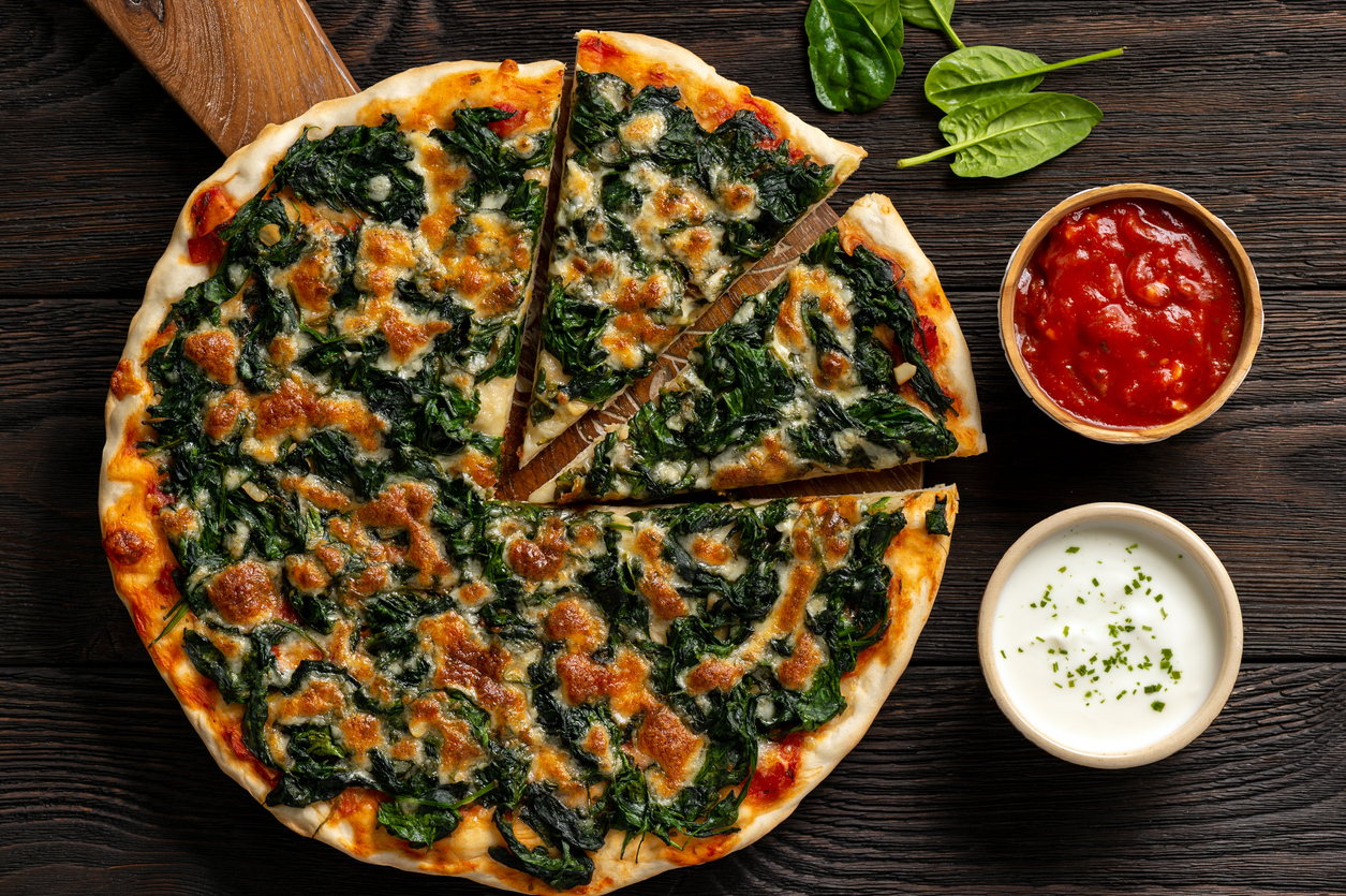 Pizza florentina con espinacas