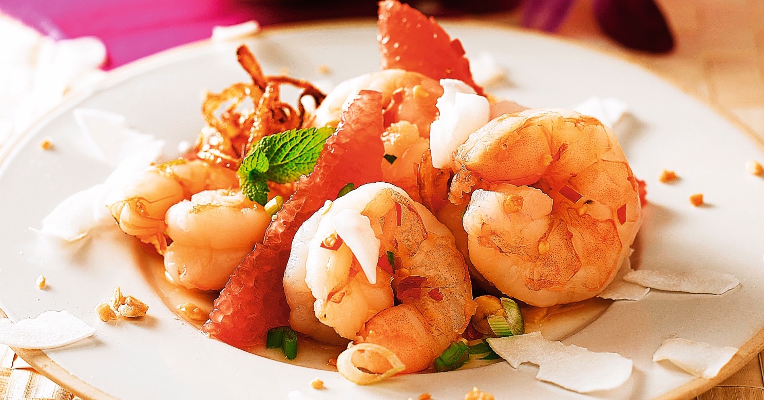 ENSALADA PICANTE DE LANGOSTINOS Y POMELO