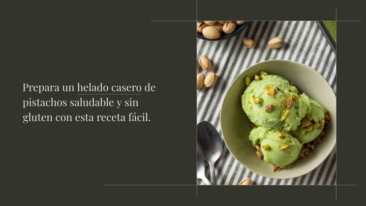 Helado de pistachos. Receta sin gluten y sin lactosa