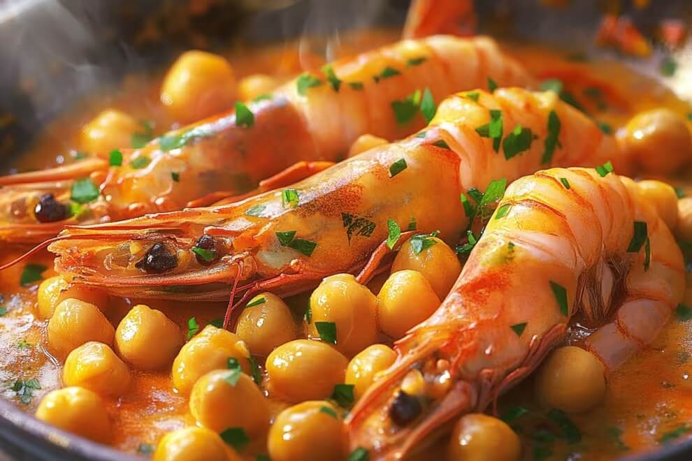 Garbanzos con langostinos - Paula Manso