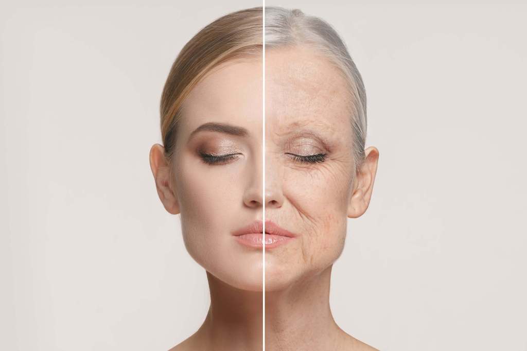 Envejecimiento en rostro de mujer